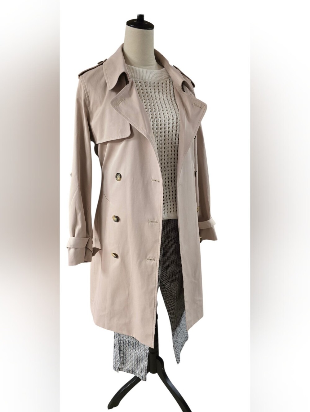 Marks & Spencer M&S Collection Double-Breasted Trench Coat in Sand, US 14/UK18 - Picture 4 of 15